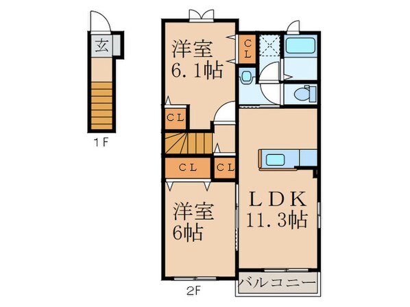 フェリオB棟の物件間取画像